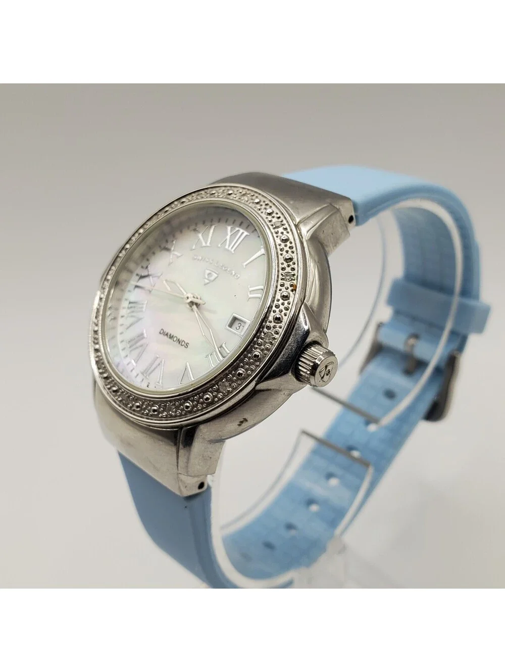 Swiss Legend South Beach Diamond Watch Women 36mm Silver Tone MOP New Battery